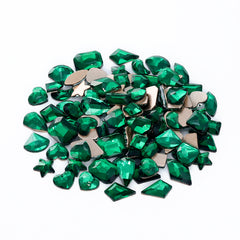 Mixed Shapes Dark Green Flat Back Fancy Rhinestones For Nail Art WholesaleRhinestone