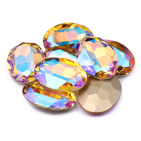 Paradise Shine Big Oval Shape High Quality Glass Pointed Back Fancy Rhinestones WholesaleRhinestone