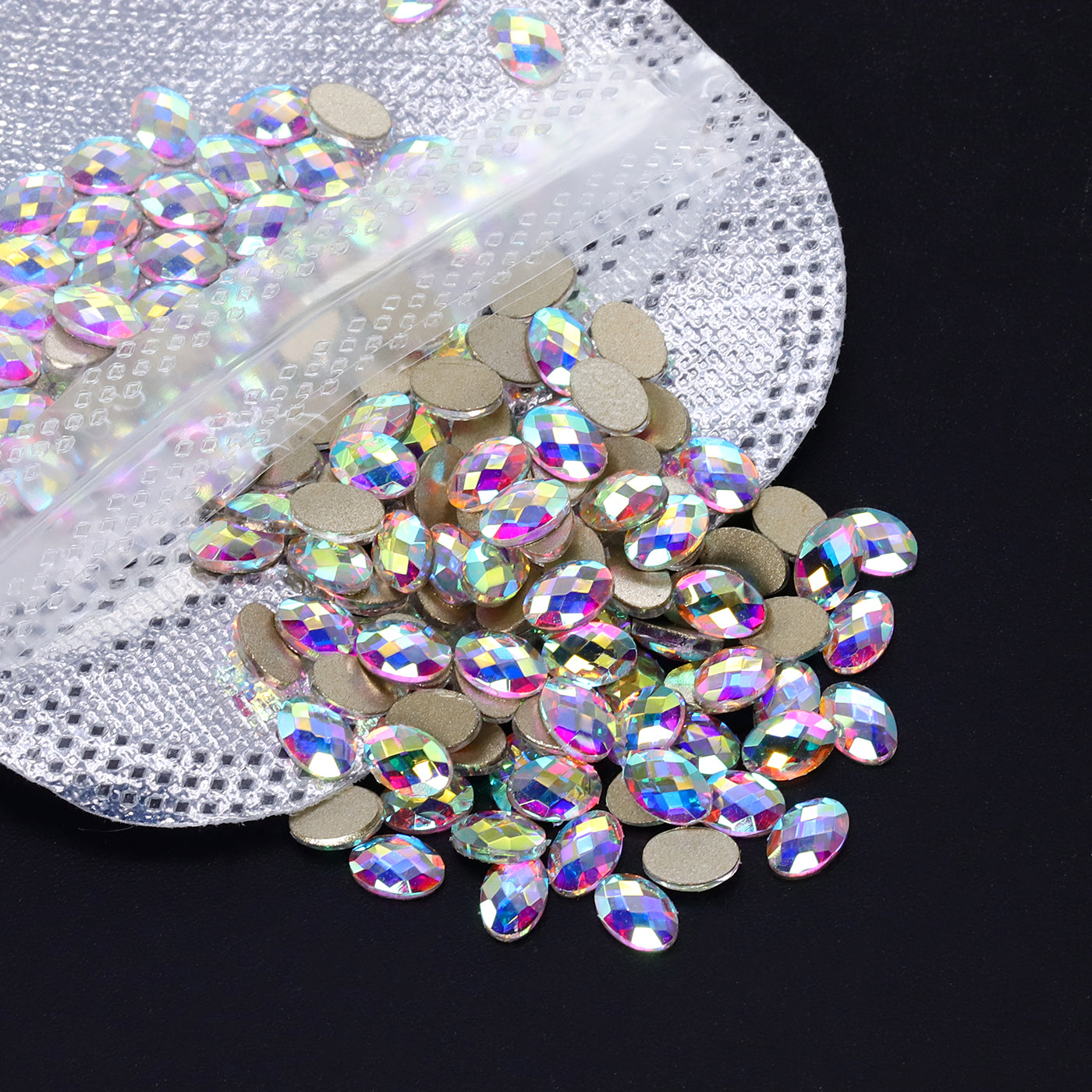 Egg Shape Crystal AB Flat Back Fancy Rhinestones