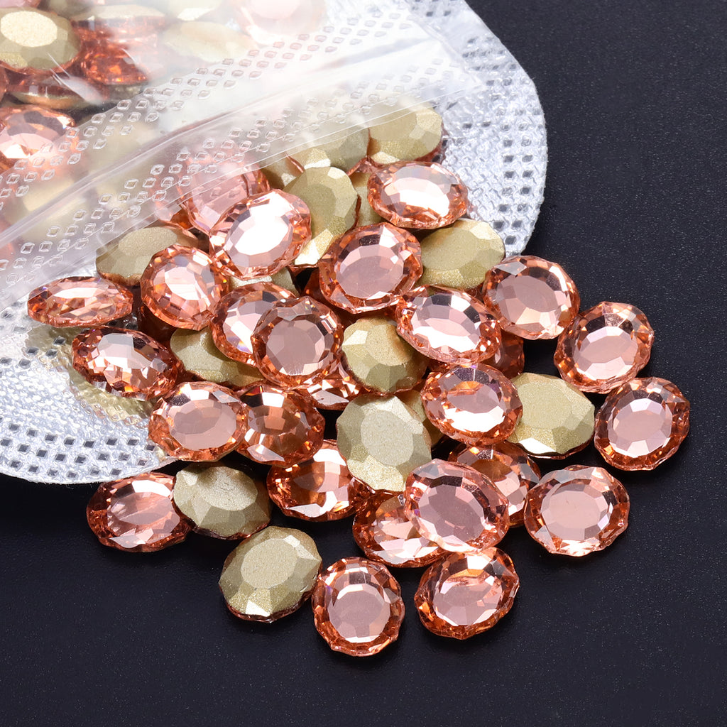 Light Peach Magic Mirror Shape Pointed Back Fancy Rhinestones For Nail Art