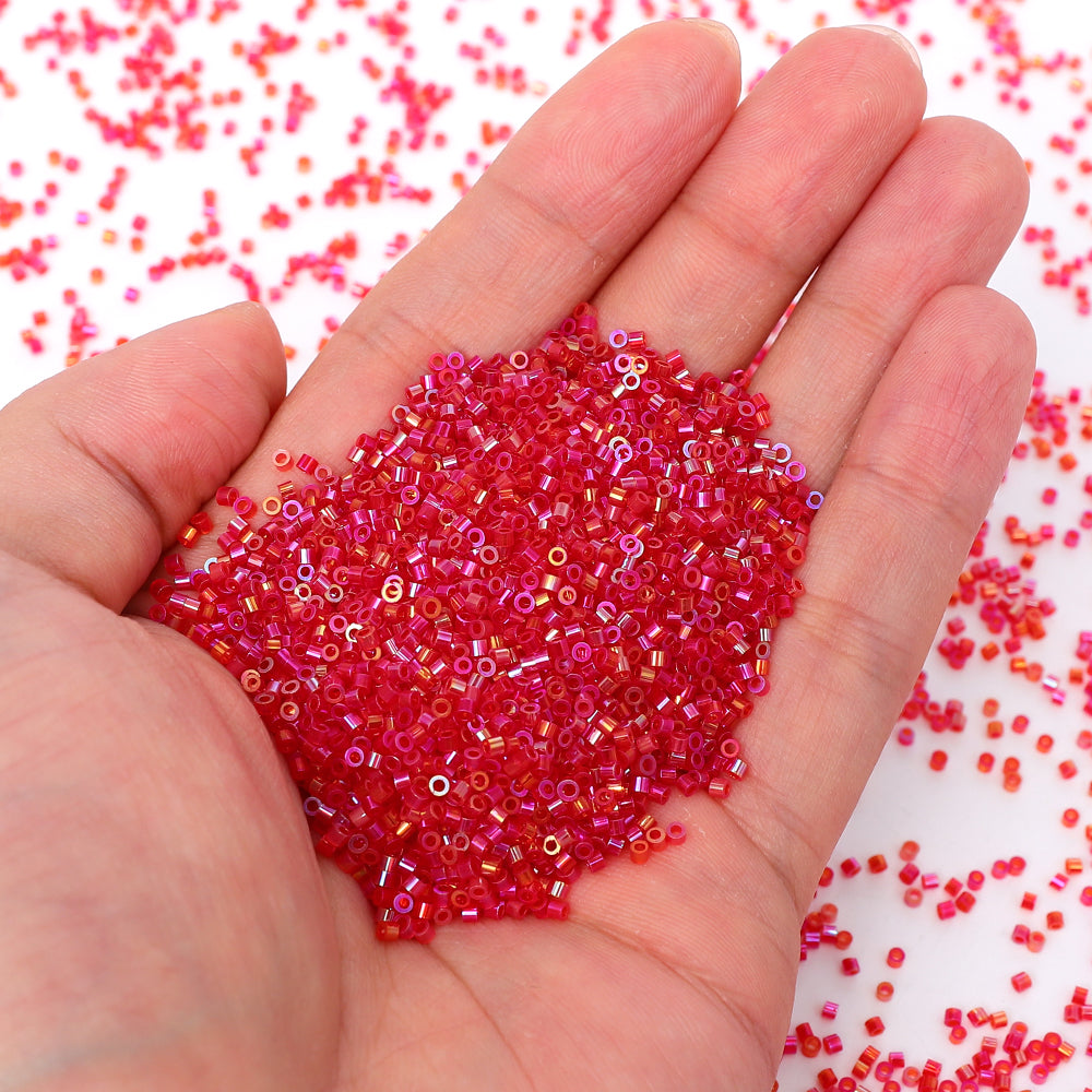 Transparent Rainbow Light Red Color Hight Quality Glass Cylinder Seed Beads 1.6 MM Size BS1018 WholesaleRhinestone