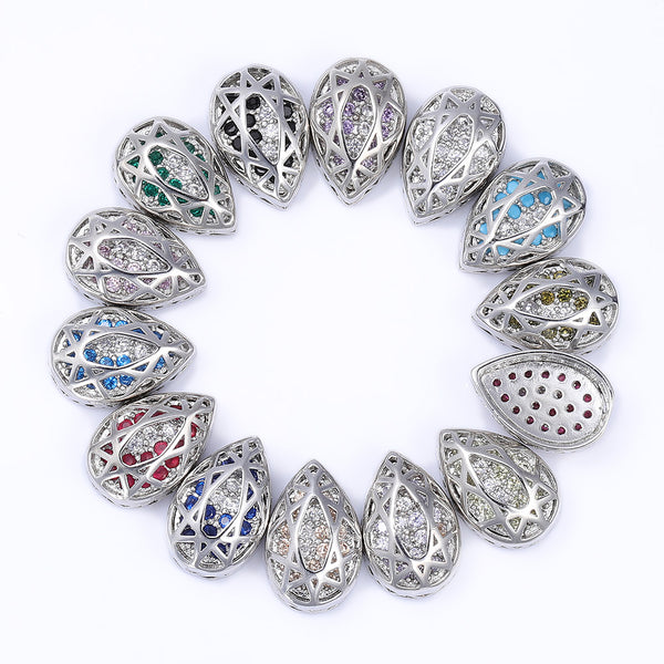 Drop Shape Imitation Rhodium Plated High-Quality Sew-on Alloy Charms Inlaid Cubic Zirconia WholesaleRhinestone