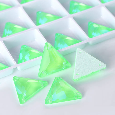 Electric Neon Peridot Triangle Shape High Quality Glass Sew-on Rhinestones Secondary image