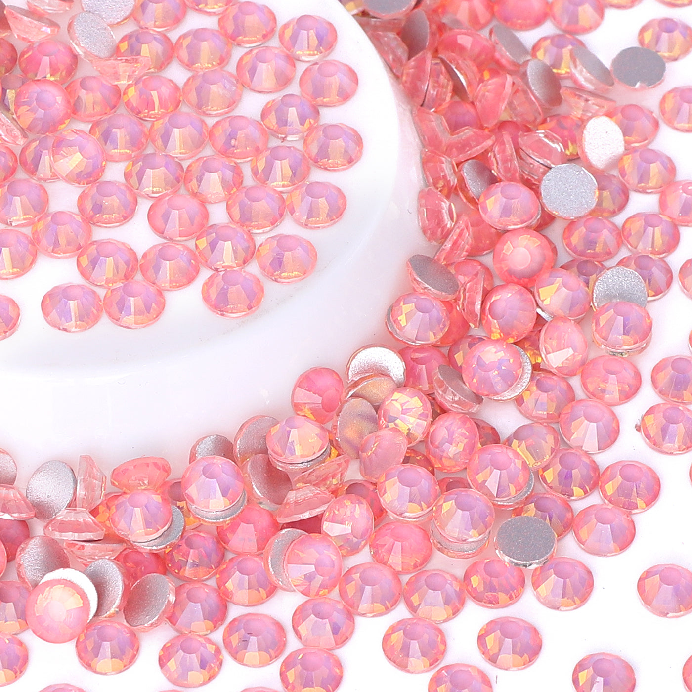 Flashing Rose Pink Glass FlatBack Rhinestones Silver Back Secondary image