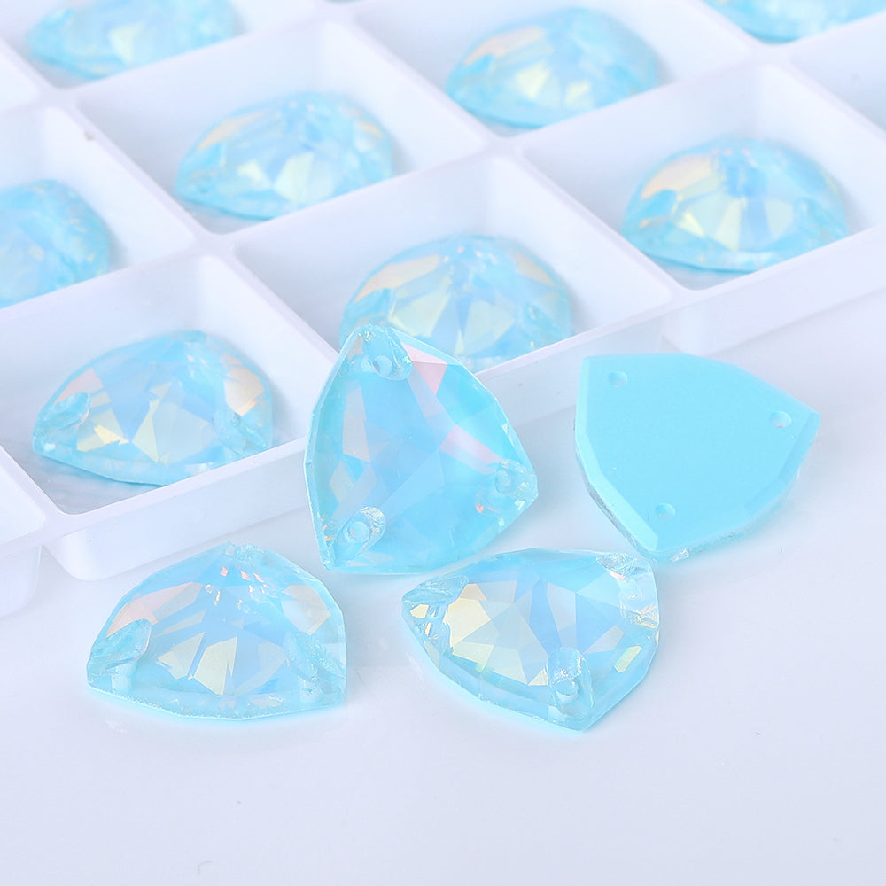 Aquamarine AM Trilliant Shape High Quality Glass Sew-on Rhinestones WholesaleRhinestone
