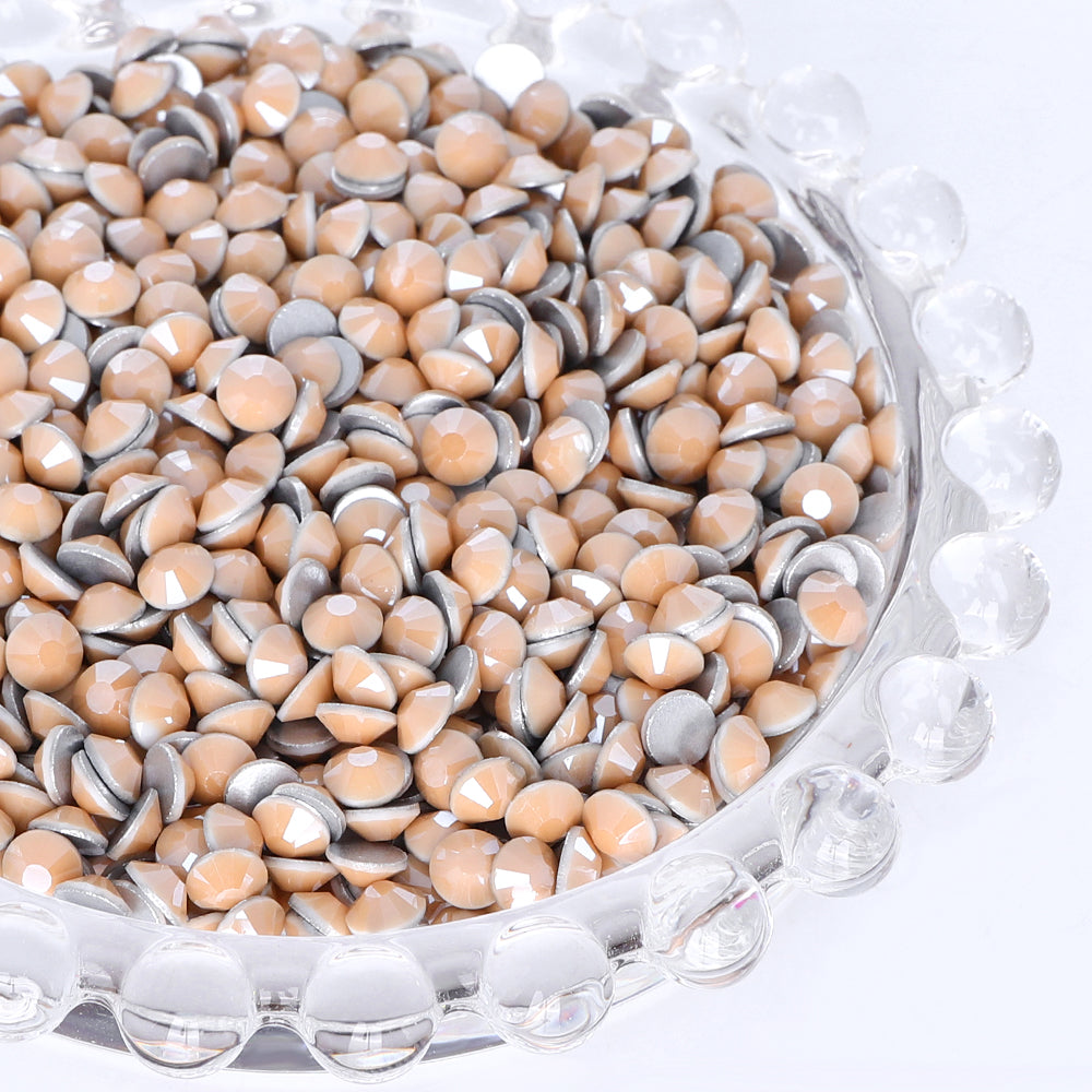 Khaki Porcelain Glass FlatBack Rhinestones Silver Back WholesaleRhinestone