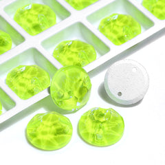 Electric Neon Jonquil XIRIUS Round Shape High Quality Glass Sew-on Rhinestones