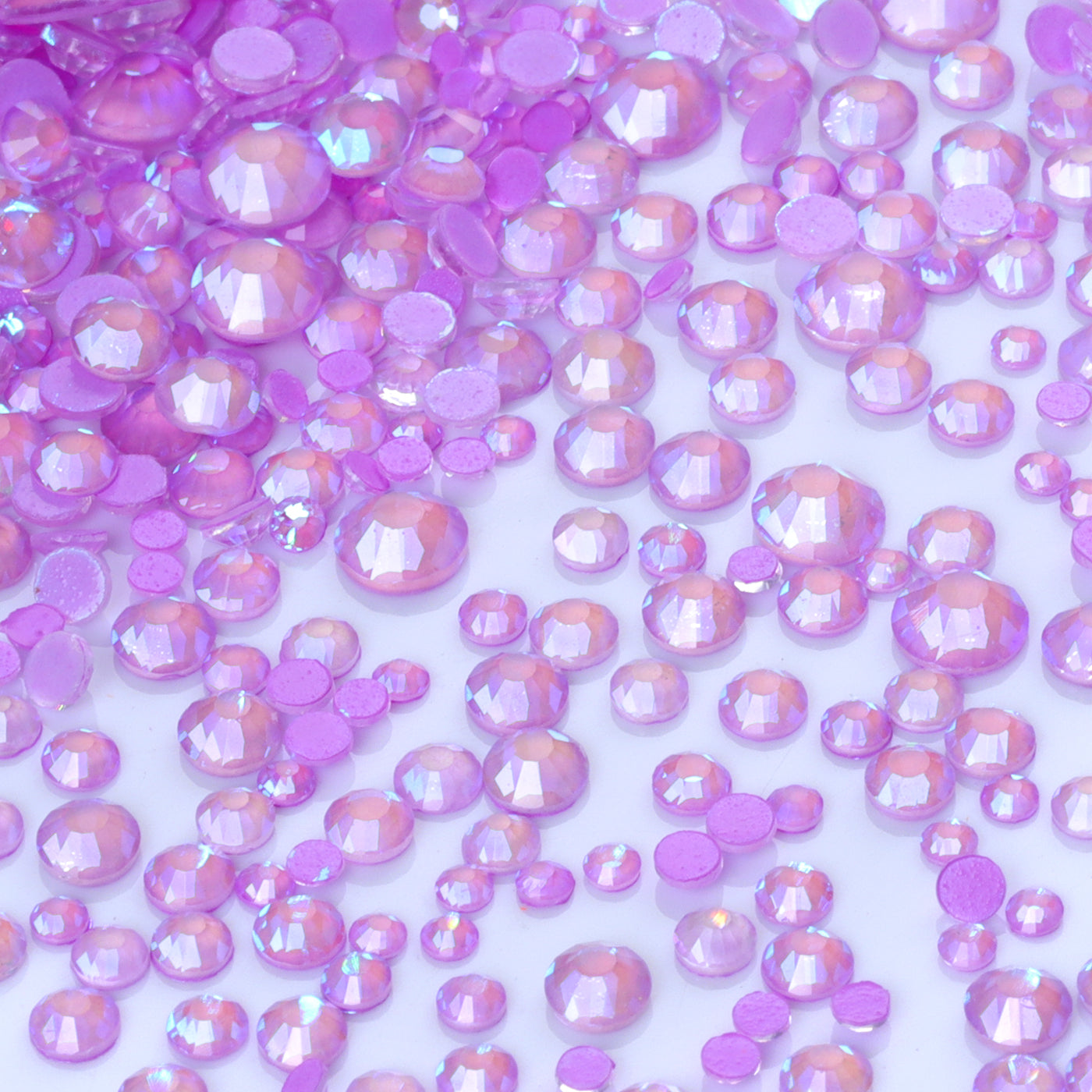 Mixed Sizes Mocha Shimmer Lt Purple Glass Flat Back Rhinestones For Nail Art