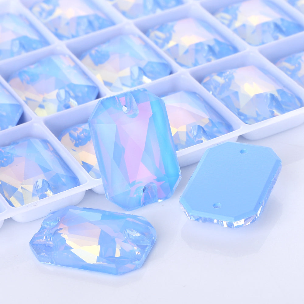 Light Sapphire AM Octagon Shape High Quality Glass Sew-on Rhinestones WholesaleRhinestone