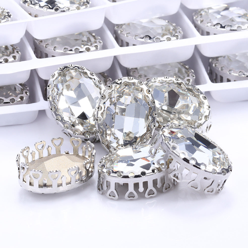 Crystal Oval Shape High-Quality Glass Sew-on Nest Hollow Claw Rhinestones WholesaleRhinestone