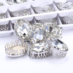 Crystal Oval Shape High-Quality Glass Sew-on Nest Hollow Claw Rhinestones WholesaleRhinestone