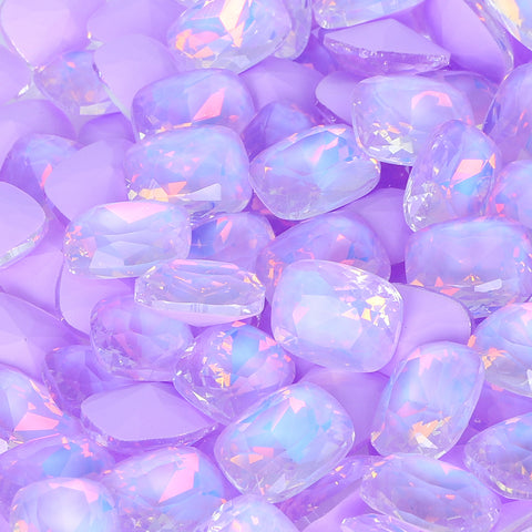 Light Purple AM Pillow Shape Glass Pointed Back Fancy Rhinestones