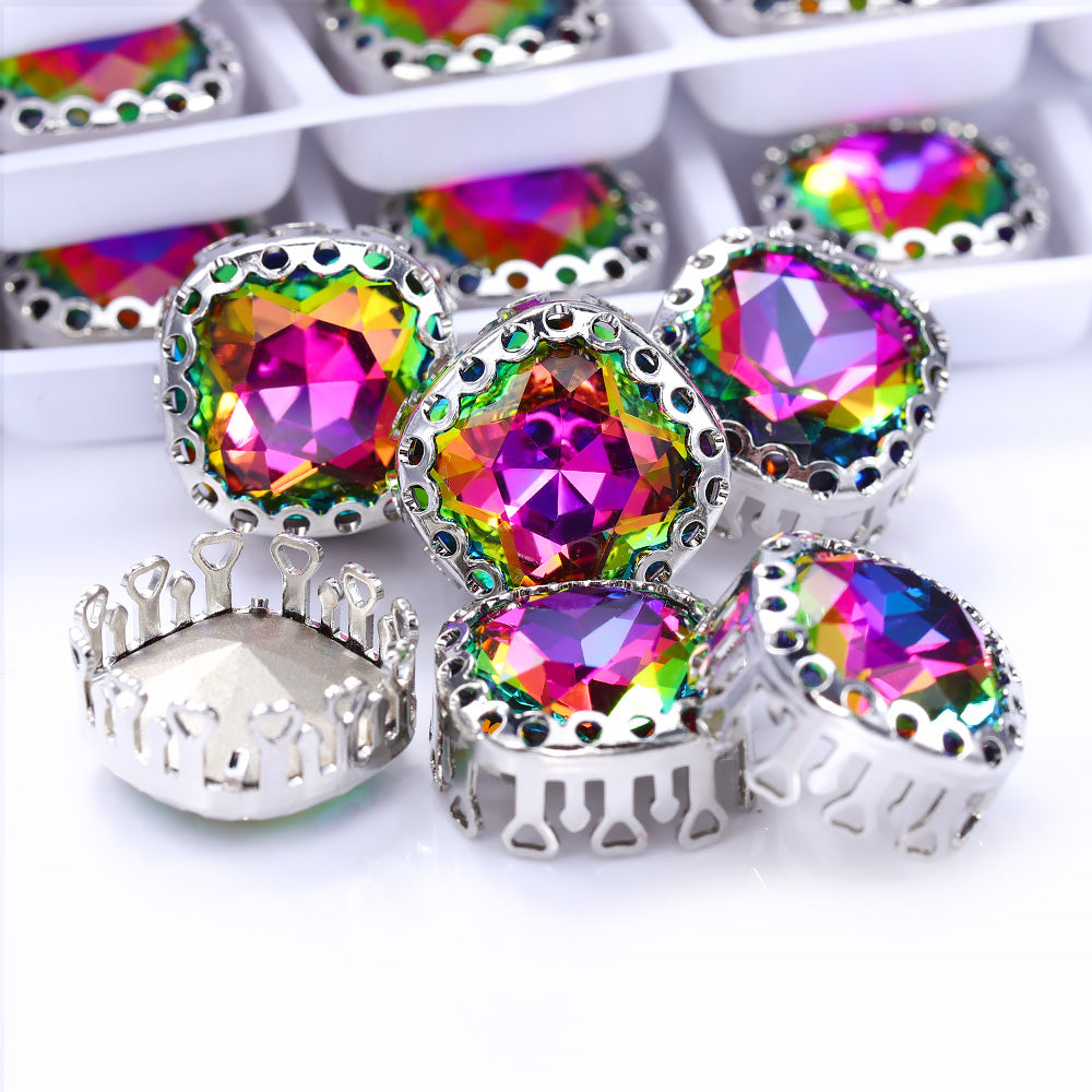 Volcano Cushion Square Shape High-Quality Glass Sew-on Nest Hollow Claw Rhinestones WholesaleRhinestone