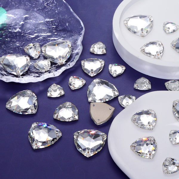 Mixed Sizes Crystal Trilliant Shape High Quality Glass Sew-on Rhinestones