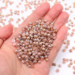 Light Coffee AB Resin Flat Back Pearls Multi Sizes WholesaleRhinestone