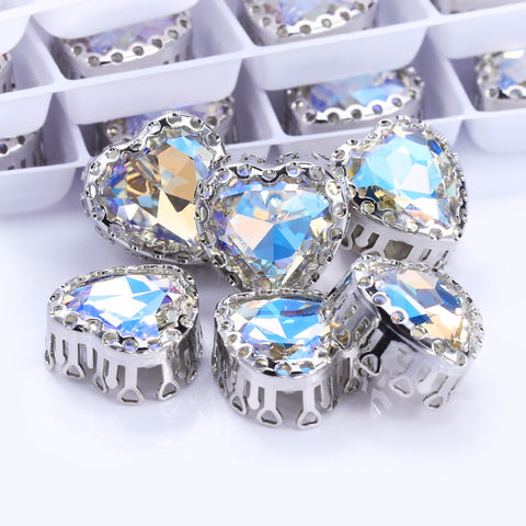Moonlight Maxi Heart Shape High-Quality Glass Sew-on Nest Hollow Claw Rhinestones