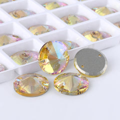 Luminous Green Rivoli  Shape High Quality Glass Sew-on Rhinestones WholesaleRhinestone