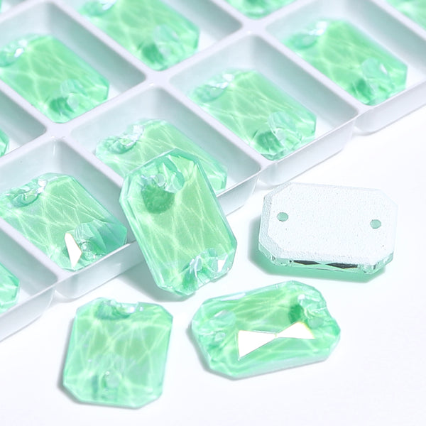 Electric Neon Greenwrap Octagon Shape High Quality Glass Sew-on Rhinestones WholesaleRhinestone