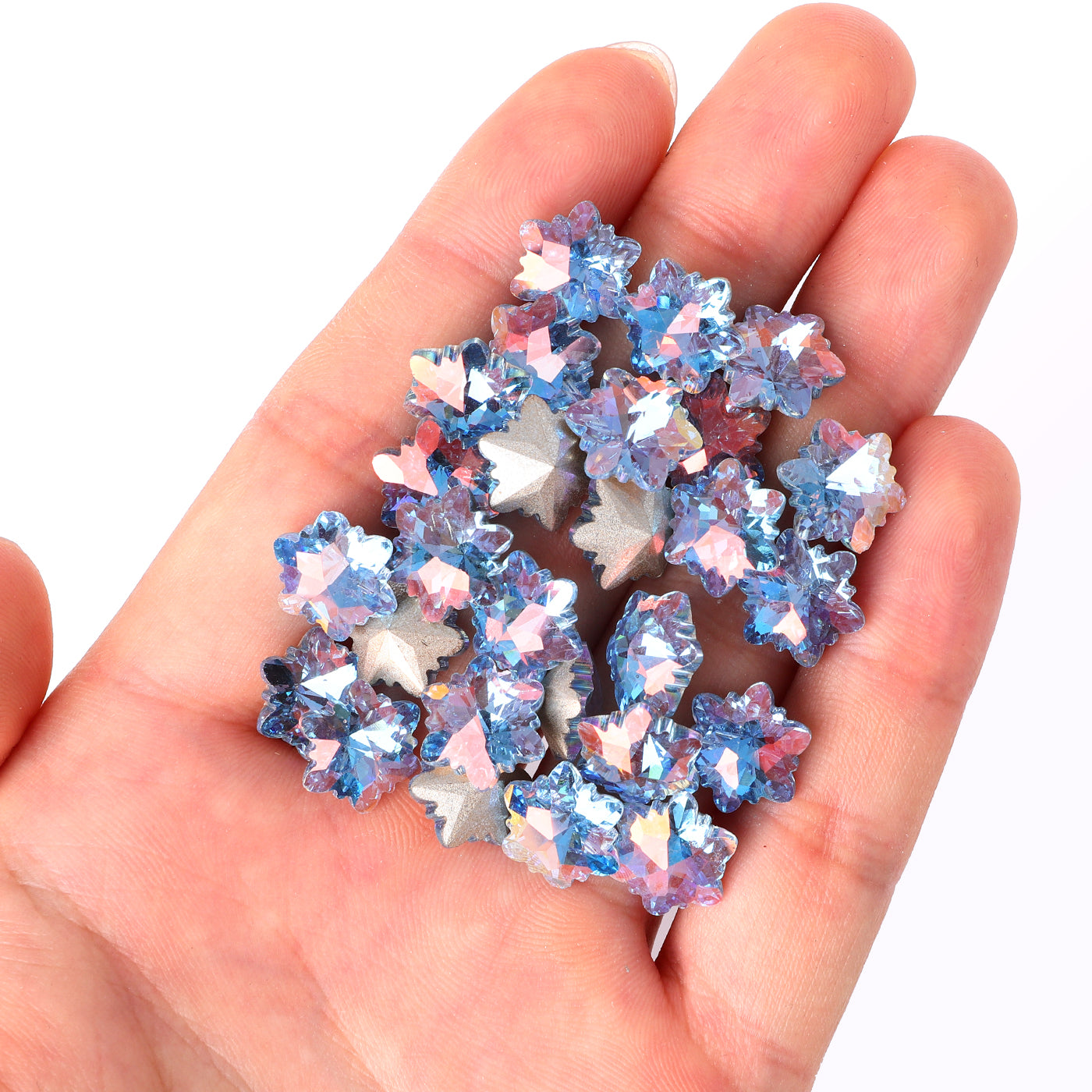 Lt Light Blue AB Snowflake Shape Glass Pointed Back Fancy Rhinestones Secondary image