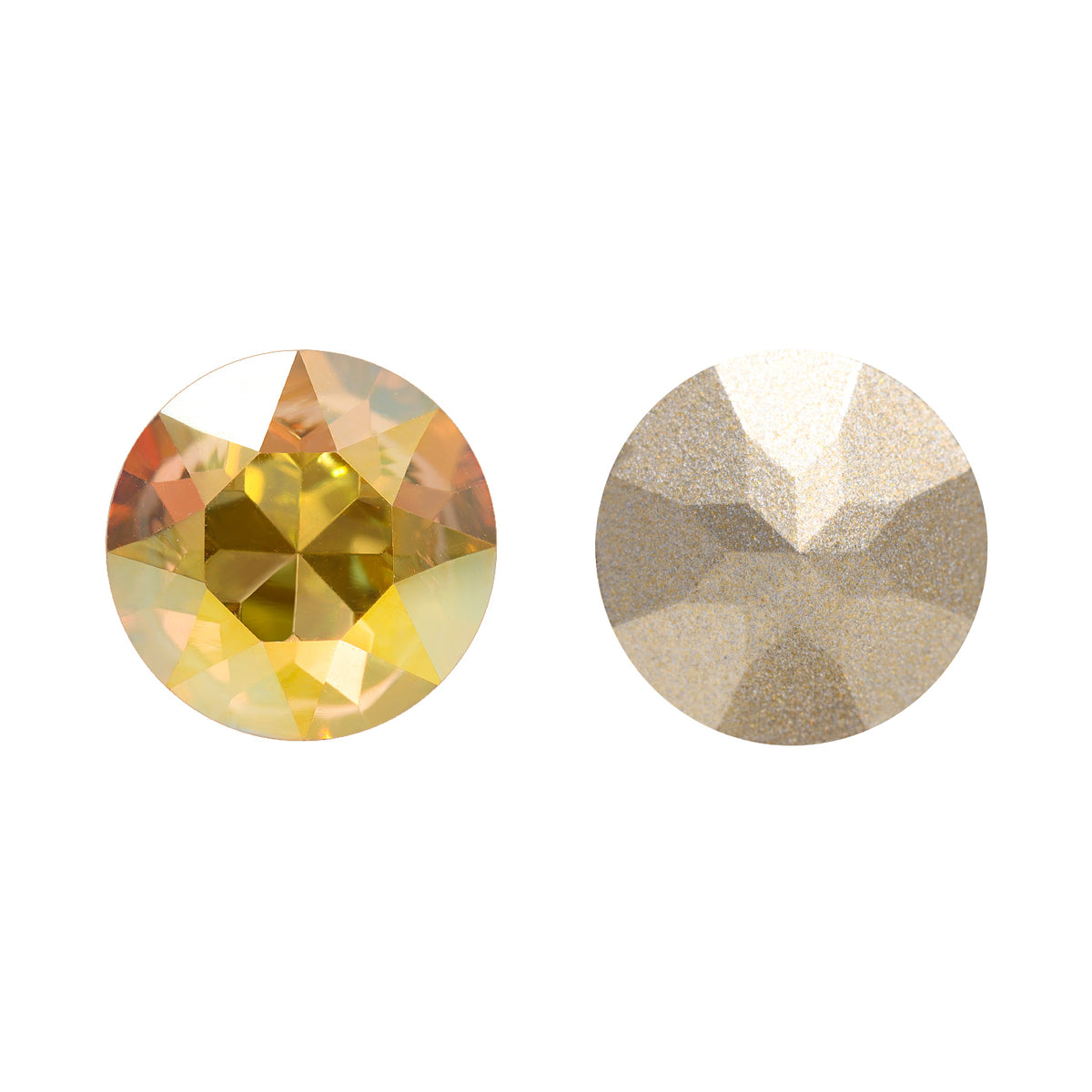 Metallic Sunshine Gemstone Flower Shape High Quality Glass Pointed Back Fancy Rhinestones WholesaleRhinestone