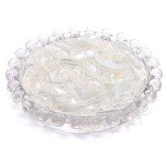 Electric Neon White Navette Shape High Quality Glass Sew-on Rhinestones