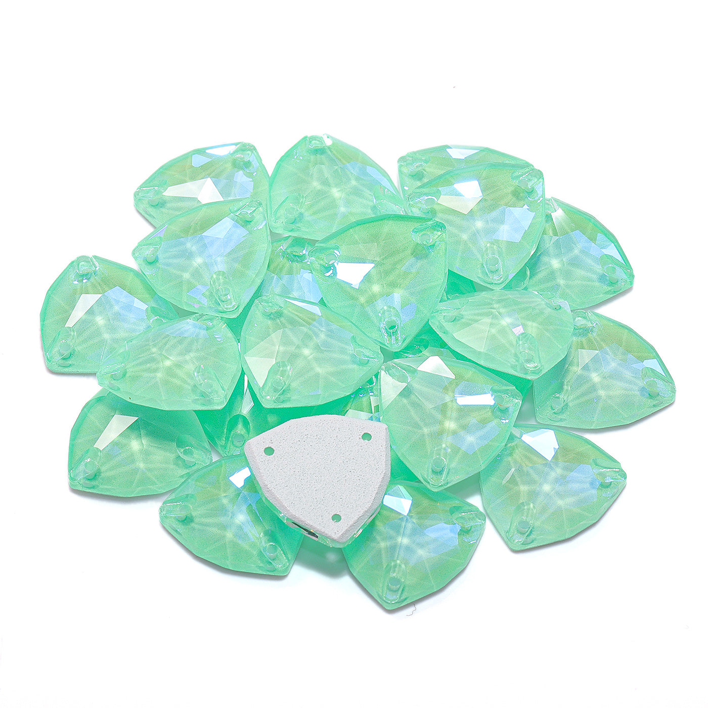 Electric Neon Greenwrap Trilliant Shape High Quality Glass Sew-on Rhinestones