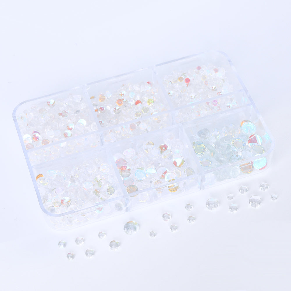 Mixed Sizes 6 Grid Box Mocha Starry Sky Mermaid Tears Glass Half Pearls Rhinestones WholesaleRhinestone