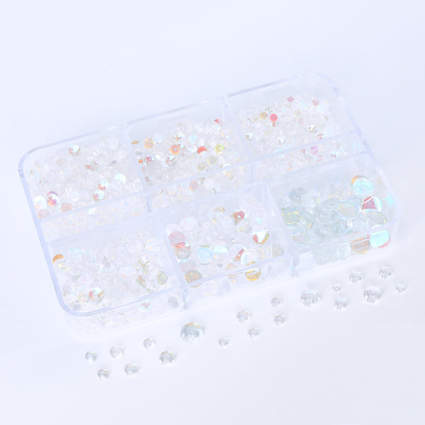 Mixed Sizes 6 Grid Box Mocha Starry Sky Mermaid Tears Glass Half Pearls Rhinestones WholesaleRhinestone