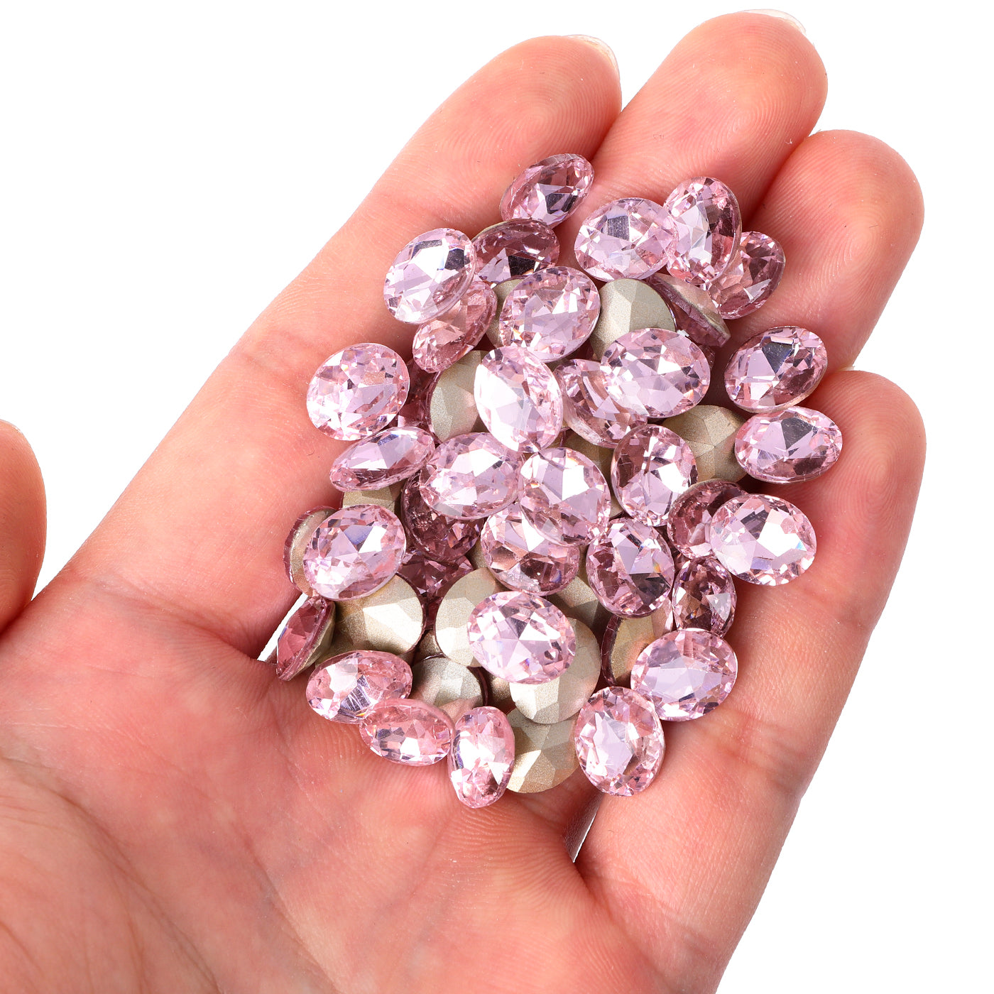 Rosa oval form glass spiss tilbake fancy rhinestones Secondary image