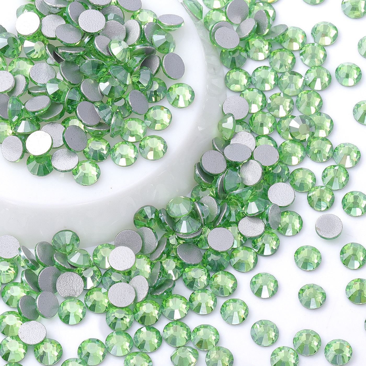 Star Peridot Glass Flatback strass de fond en argent