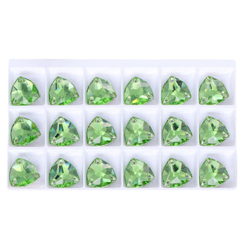 Peridot Trilliant Shape High Quality Glass Sew-on Rhinestones WholesaleRhinestone