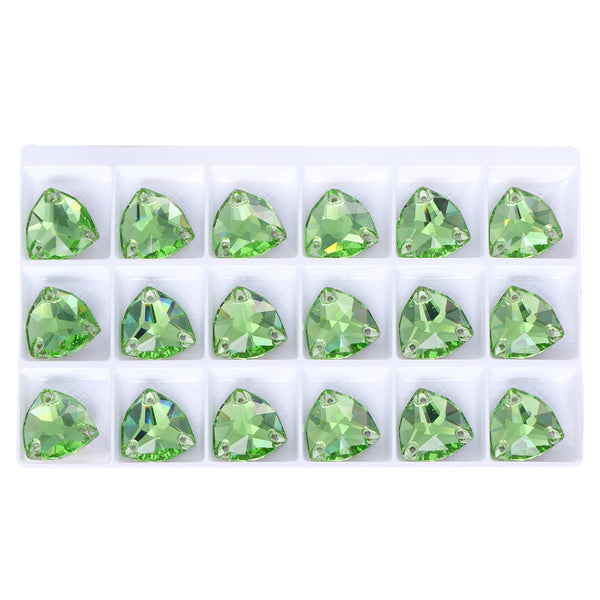 Peridot Trilliant Shape High Quality Glass Sew-on Rhinestones WholesaleRhinestone