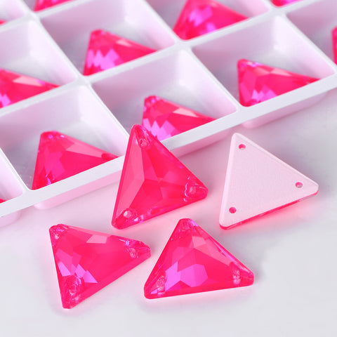 Electric Neon Fuchsia Triangle Shape High Quality Glass Sew-on Rhinestones Secondary image