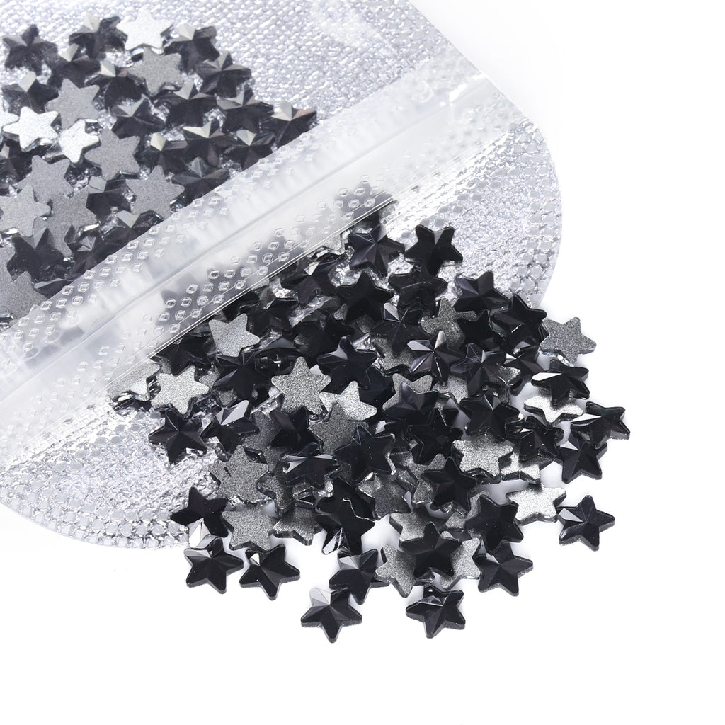 Star Shape Black Flat Back Fancy Rhinestones