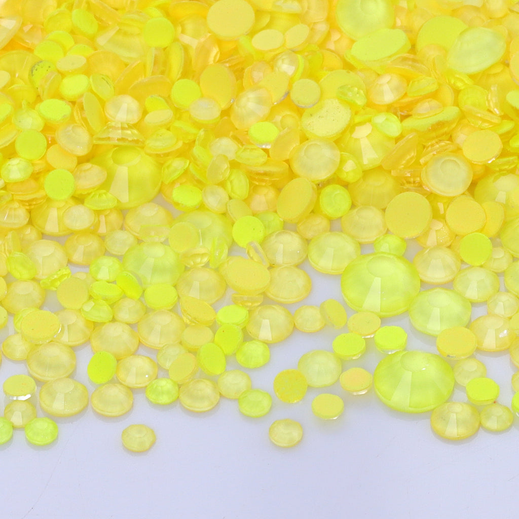 Mixed Sizes Neon Yellow Rose Glass Flat Back Rhinestones For Nail Art WholesaleRhinestone