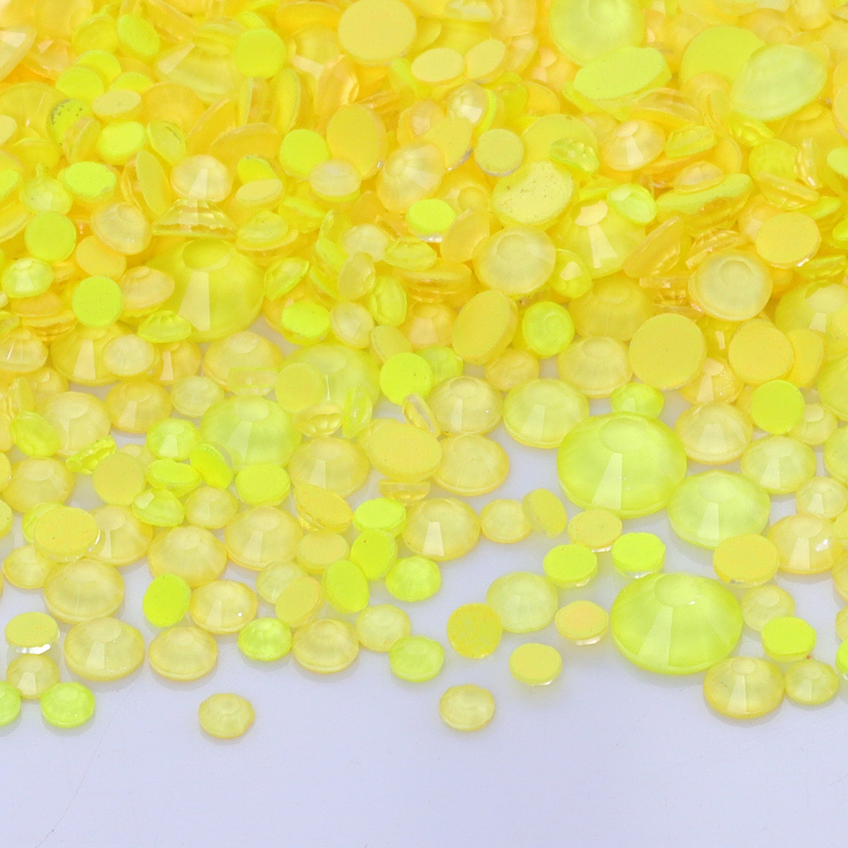 Mixed Sizes Neon Yellow Rose Glass Flat Back Rhinestones For Nail Art WholesaleRhinestone