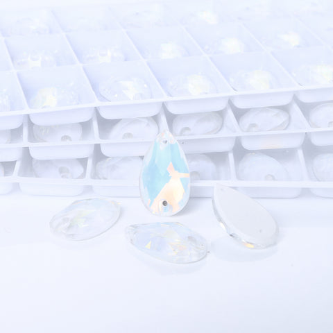 Crystal AM Drop Shape High Quality Glass Sew-on Rhinestones