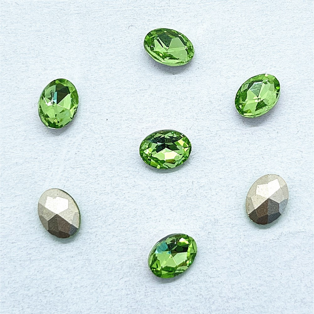 Lys eple grønn oval form glass spiss tilbake fancy rhinestones Main image