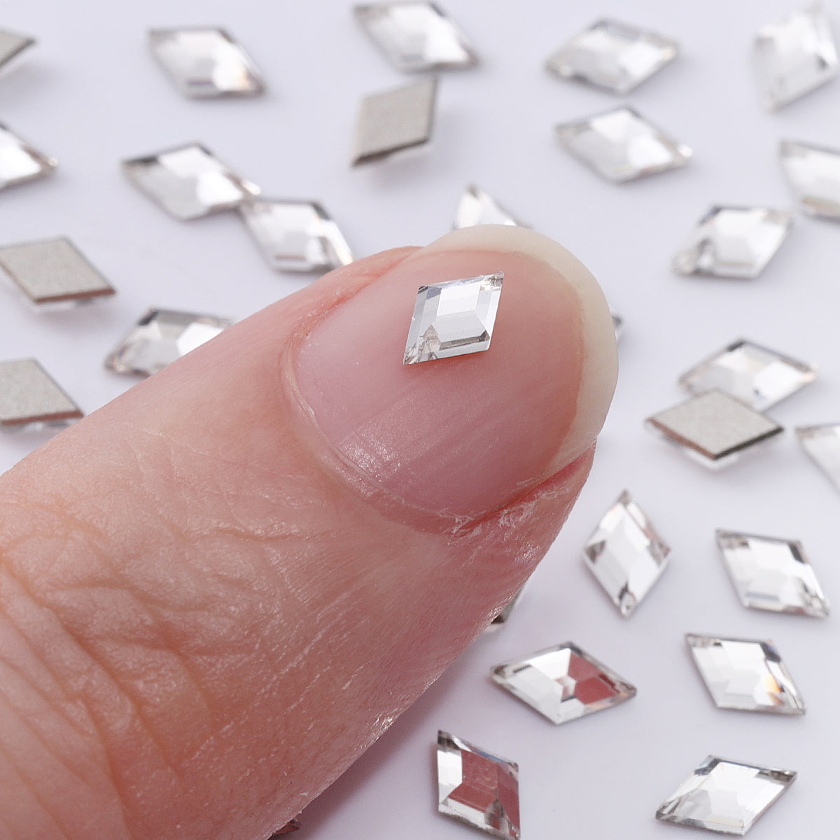 Rhombus Shape Multi Colors Small Size Glass Beveled Flat Back Fancy Rhinestones For Nail Art WholesaleRhinestone