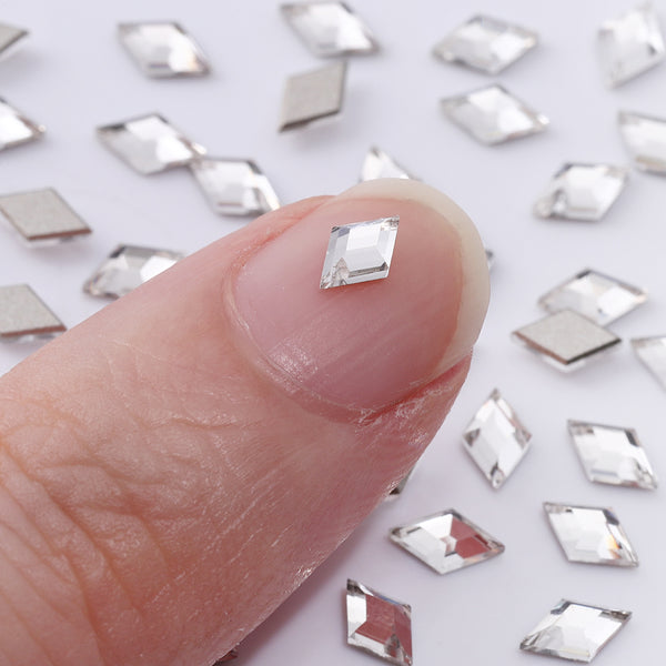 Rhombus Shape Multi Colors Small Size Glass Beveled Flat Back Fancy Rhinestones For Nail Art WholesaleRhinestone