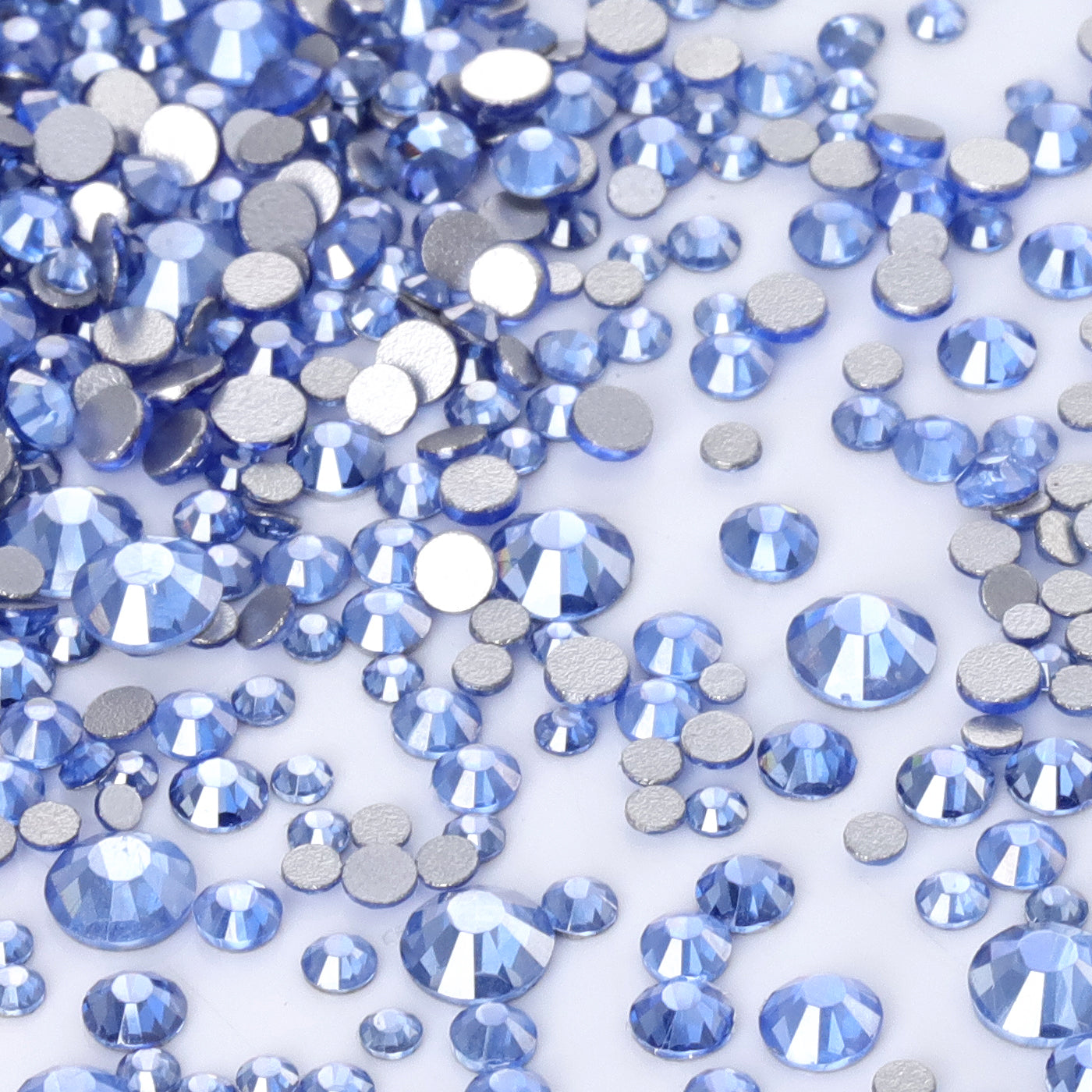 Mixed Sizes Star Light Blue Glass FlatBack Rhinestones For Nail Art Silver Back WholesaleRhinestone