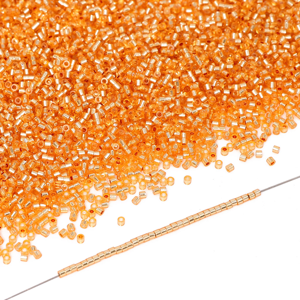 Transparent Silver-lined Light Orange Yellow Color Hight Quality Glass Cylinder Seed Beads 1.6 MM Size GY2008 WholesaleRhinestone