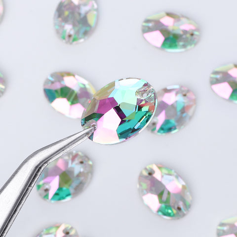 Crystal Phantom Oval Shape High Quality Glass Sew-on Rhinestones