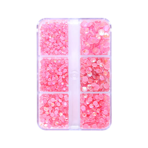 Mixed Sizes 6 Grid Box Mocha Shimmer Lt Pink Glass FlatBack Rhinestones For Nail Art WholesaleRhinestone Hauptbild