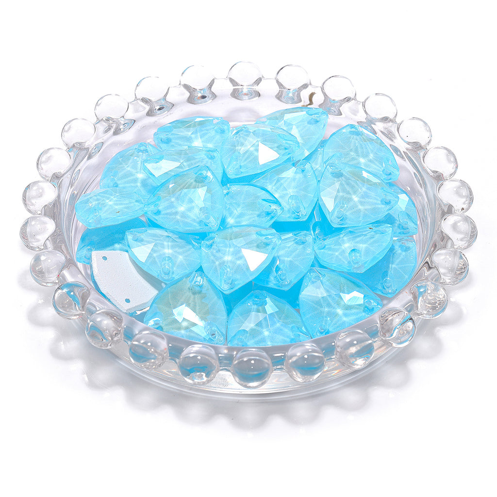 Electric Neon Aquamarine Trilliant Shape High Quality Glass Sew-on Rhinestones WholesaleRhinestone