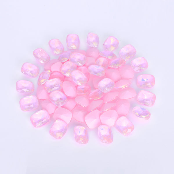 Light Pink AM Pillow Shape Glass Pointed Back Fancy Rhinestones WholesaleRhinestone