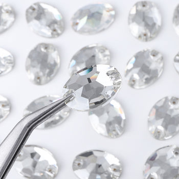Silver Shade Oval Shape High Quality Glass Sew-on Rhinestones WholesaleRhinestone