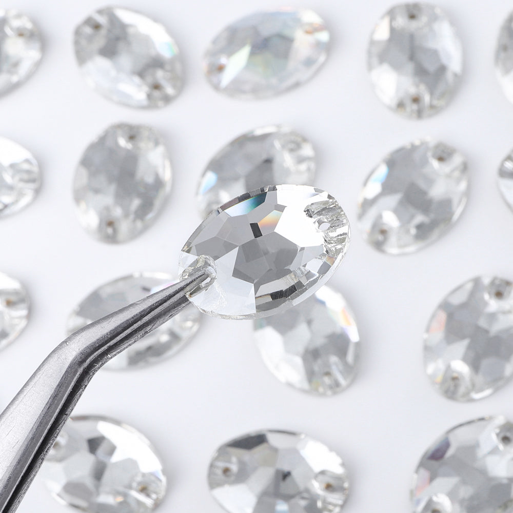 Silver Shade Oval Shape High Quality Glass Sew-on Rhinestones WholesaleRhinestone