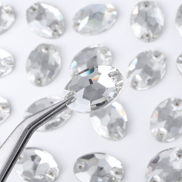 Silver Shade Oval Shape High Quality Glass Sew-on Rhinestones WholesaleRhinestone