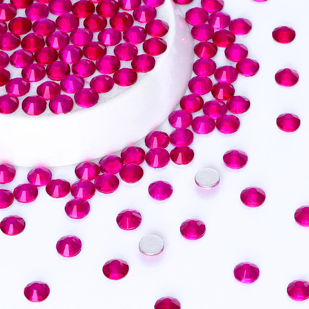 Light Fuchsia Glass FlatBack Rhinestones Silver Back WholesaleRhinestone